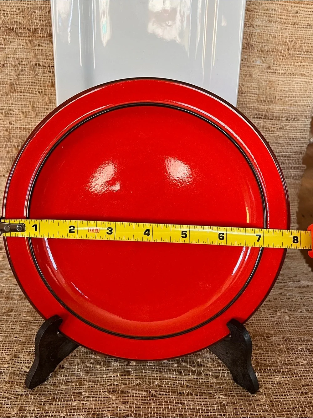 Thomas Germany Red Ceramic Salad Plate with Black Rim - Home Dining